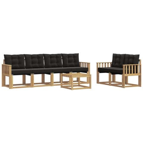 Set di divani da esterno con cuscino 7 pcs Bianco e Nero - Foto 1