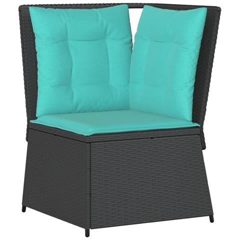 Divano angolare da giardino con Cuscini in Polyrattan Nero - Foto 1