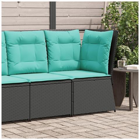 Divano angolare da giardino con Cuscini in Polyrattan Nero - Foto 2