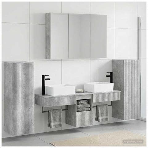 Set di mobili per il bagno 6 pcs Grigio Cemento - Foto 2