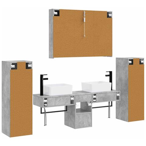 Set di mobili per il bagno 6 pcs Grigio Cemento - Foto 9