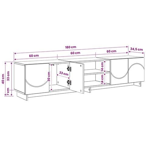 Supporto TV 179.5 x 34.5 x 40 cm Legno antico - Foto 9