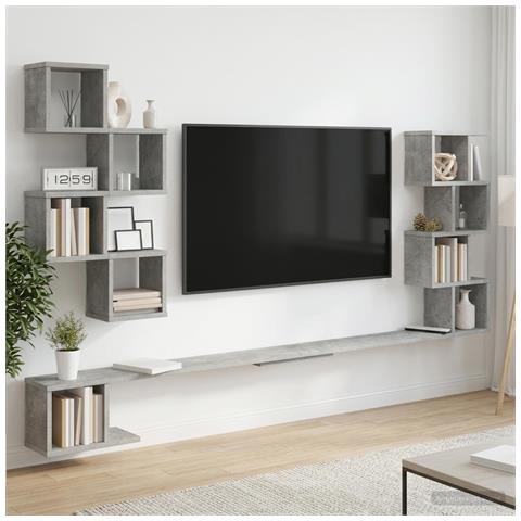 Mensola per TV da muro Grigio Cemento 160 x 15 x 94 cm - Foto 2