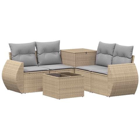 Set di divani 6 pz Beige e Grigio Chiaro - Foto 1