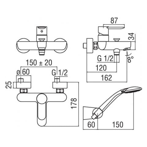 Miscelatore Esterno Vasca Doccia E Duplex Nobili Sand Sa99110cr, Cromo - Foto 2