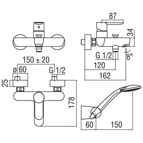 Miscelatore Esterno Vasca Doccia E Duplex Nobili Sand Sa99110cr, Cromo - Foto 4