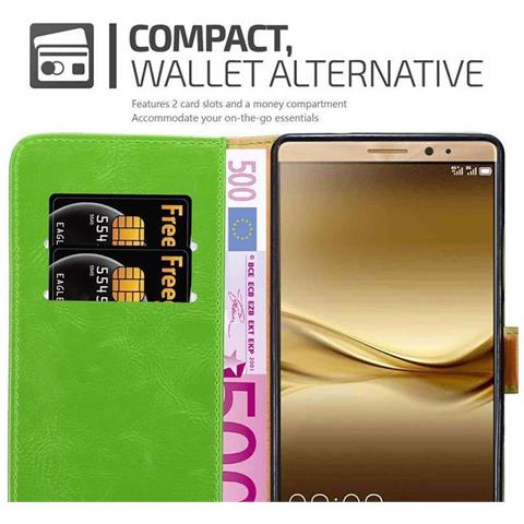 Custodia Compatibile Con Huawei Mate 8 In Verde Erbe - Coperchio Protettiva Con Chiusura Magnetica, Funzione Stand E Tasca Per Le Carte - Foto 8