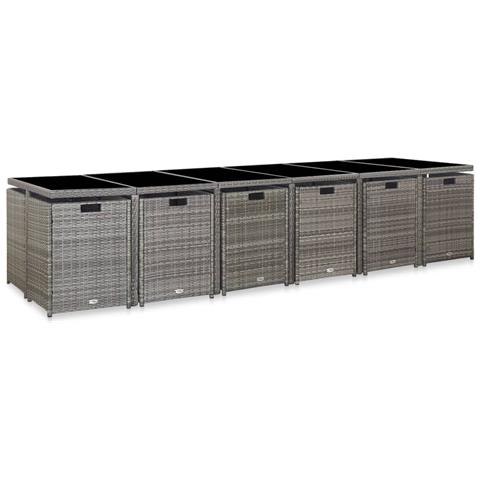 Set Da Pranzo Da Giardino 17 Pz E Cuscini Polyrattan Antracite - Foto 2