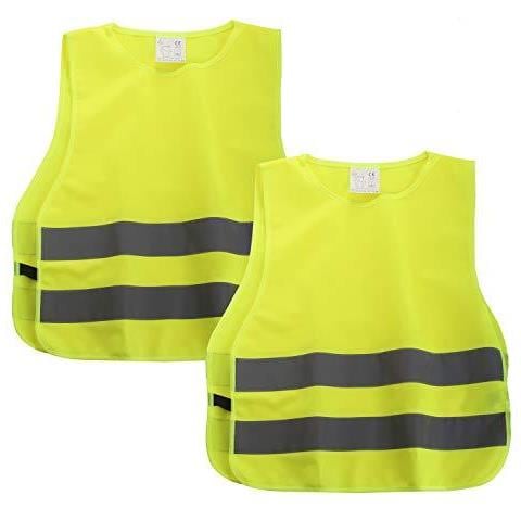 2pcs Bambini Maglia Di Sicurezza Per Bambini High Visibility Gilet Per Corsa Ciclismo Escursionismo E Gite Scolastiche Formato Universale S Per Ragazzi E Ragazze (50x45cm Giallo) - Foto 1