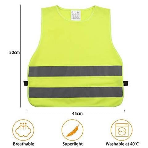 2pcs Bambini Maglia Di Sicurezza Per Bambini High Visibility Gilet Per Corsa Ciclismo Escursionismo E Gite Scolastiche Formato Universale S Per Ragazzi E Ragazze (50x45cm Giallo) - Foto 2