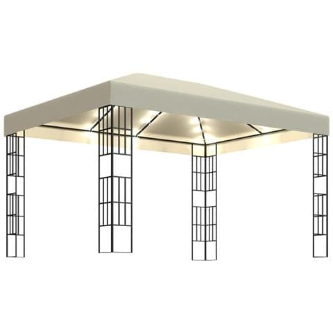 Gazebo con Stringa di Luci LED 3x4 m Crema - Foto 1