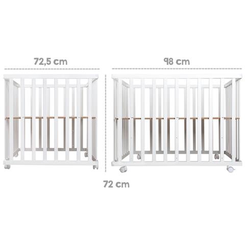 Box Per Bambini Style - 75x100 - Incl. Cuscinetti Di Protezione Grigio E Ruote - Legno Bianco - Foto 8