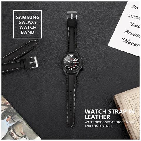 Bracciale Samsung Galaxy Watch 3 (45 Mm) Vera Pelle Nero - Foto 12