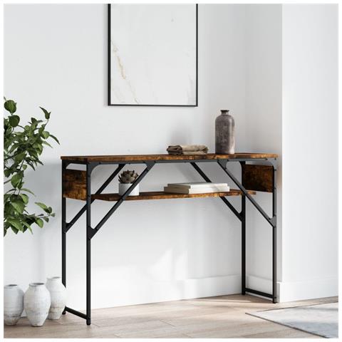 Tavolo Consolle Ripiano Rovere Fumo 105x30x75cm Multistrato - Foto 1