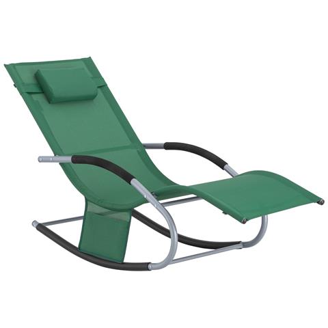 Sdraio Da Giardino Poltrona A Dondolo Con Poggiatesta E Taschina Ogs28-wd - Foto 1