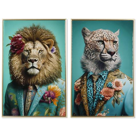 Quadro Home Esprit Coloniale Leone 63 X 3,5 X 93 Cm (2 Unità) - Foto 1