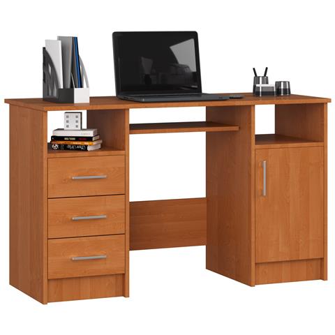 Scrivania ANA, 1 anta e 3 cassetti, 124x52x74 cm, Colore Ontano - Foto 1