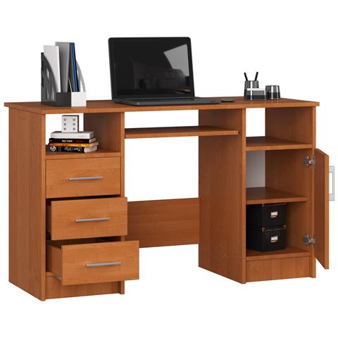 Scrivania ANA, 1 anta e 3 cassetti, 124x52x74 cm, Colore Ontano - Foto 2