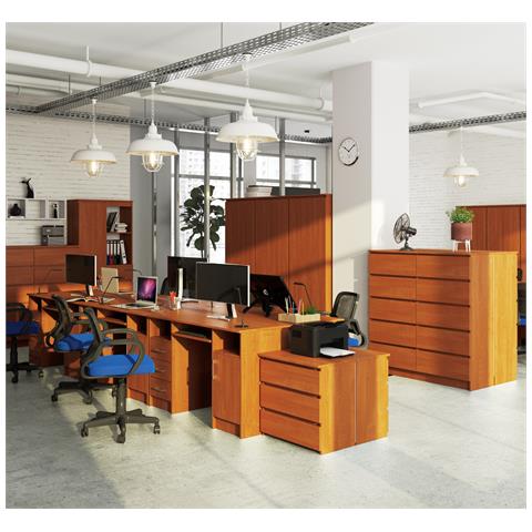 Scrivania ANA, 1 anta e 3 cassetti, 124x52x74 cm, Colore Ontano - Foto 7