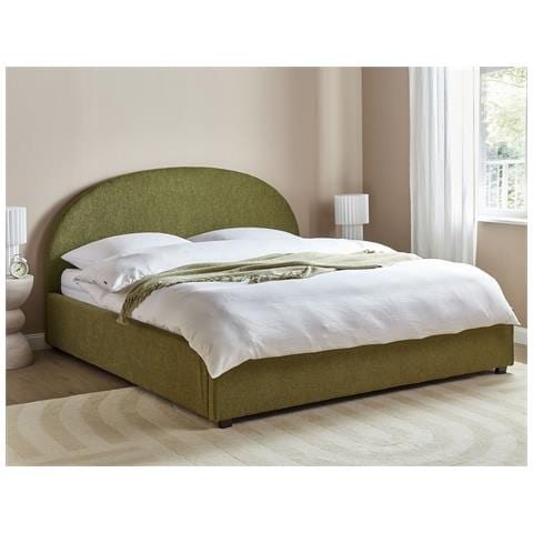 Letto Matrimoniale Contenitore Bouclé Verde Oliva 180 X 200 Cm Vaucluse - Foto 1
