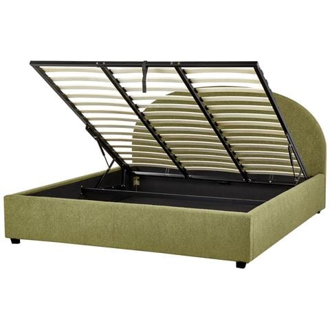 Letto Matrimoniale Contenitore Bouclé Verde Oliva 180 X 200 Cm Vaucluse - Foto 2