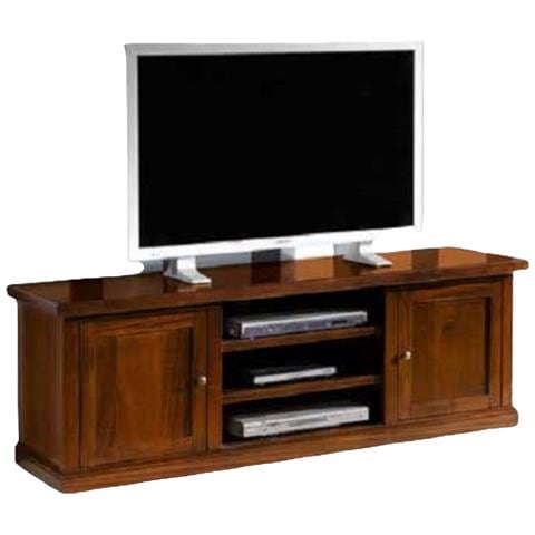 Porta Tv Arte Povera Televisore In Legno Tinta Noce 160x45x56 - Foto 1