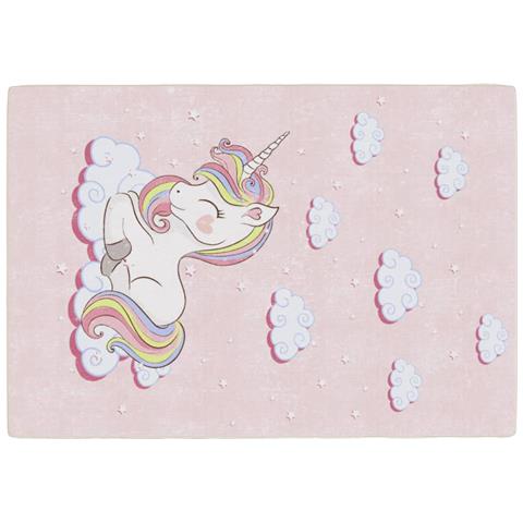 Tappeto Bambini Rosa 160x230 Cm Unicorno Lavabile Antiscivolo - Foto 2
