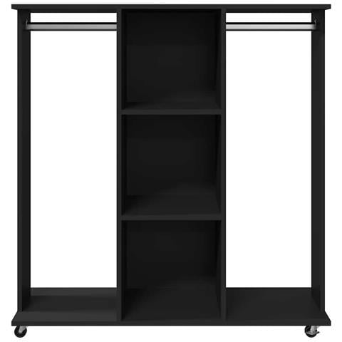 Armadio Con Ruote Nero 102x38x110 Cm In Legno Multistrato - Foto 2