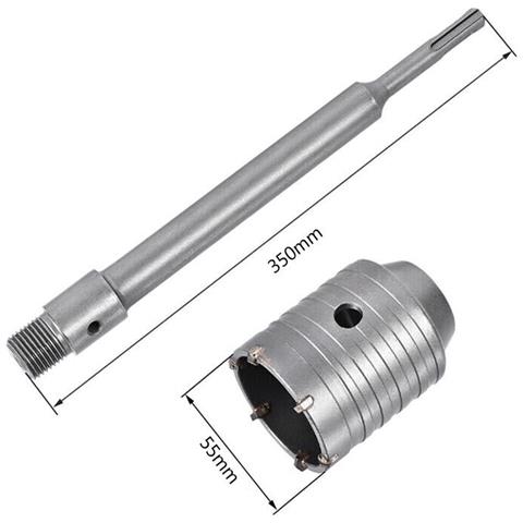 Fresa Per Muro A Tazza 55 Mm Asta Prolunga 35 Cm Attacco Trapano Sds Plus - Foto 2