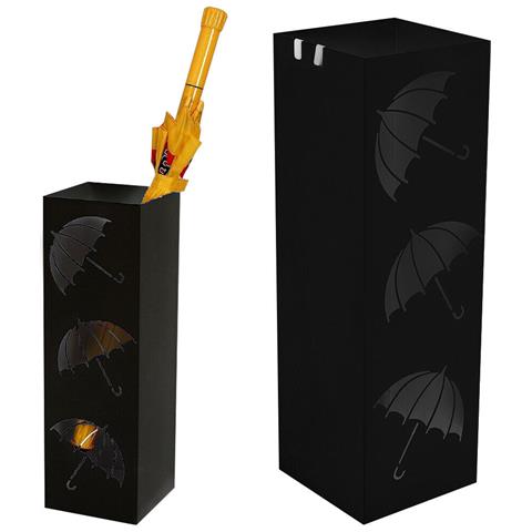 Portaombrelli In Ferro Design Quadrato Stand Nero Vaschetta Salvagoccia - Foto 1