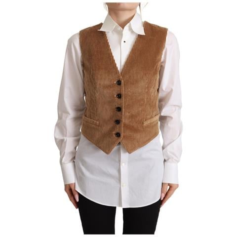 Canotta Senza Maniche Scollo V Leopardato Velluto Coste Marrone - I... - Foto 1