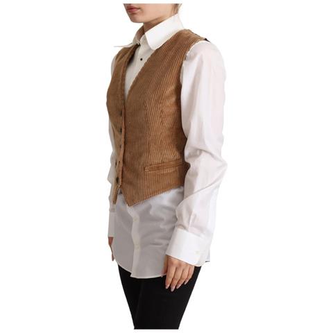 Canotta Senza Maniche Scollo V Leopardato Velluto Coste Marrone - I... - Foto 2