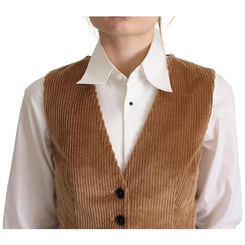 Canotta Senza Maniche Scollo V Leopardato Velluto Coste Marrone - I... - Foto 4