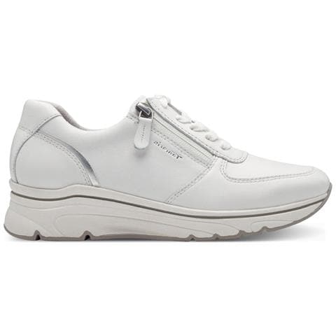 Leisure Trainers White Silver Sneakers Pelle Scarpe Donna Bianco Eu 37, 1-23711-42 171 - Foto 2