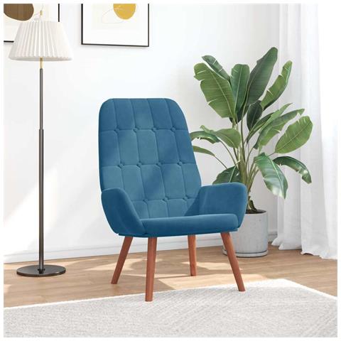 Poltrona Relax Blu in Velluto - Foto 1