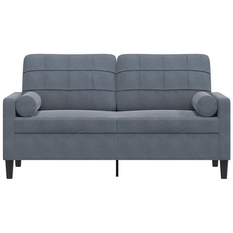Divano A 2 Posti Con Cuscini Grigio Scuro 140 Cm In Velluto - Foto 3