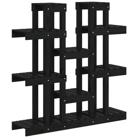 Supporto Per Piante Nero 104,5x25x109,5 Cm Legno Massello Pino - Foto 2