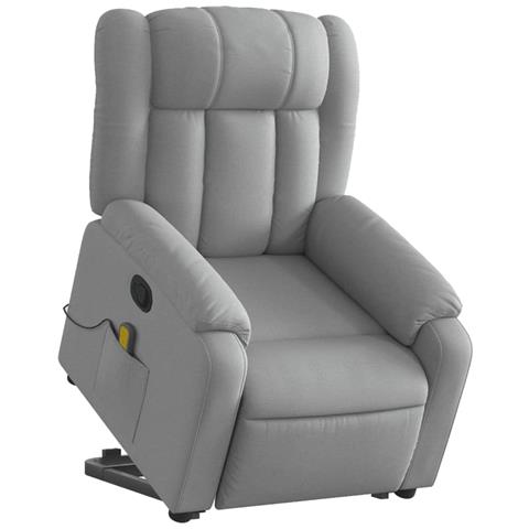 Poltrona Alzapersona Massaggi Reclinabile Grigio Chiaro Tessuto - Foto 3