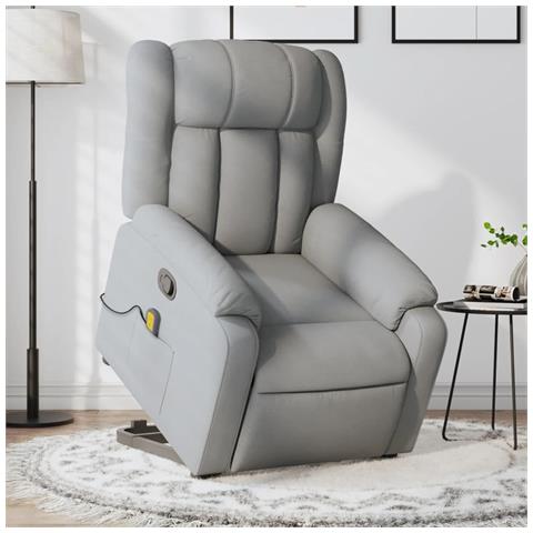 Poltrona Alzapersona Massaggi Reclinabile Grigio Chiaro Tessuto - Foto 1