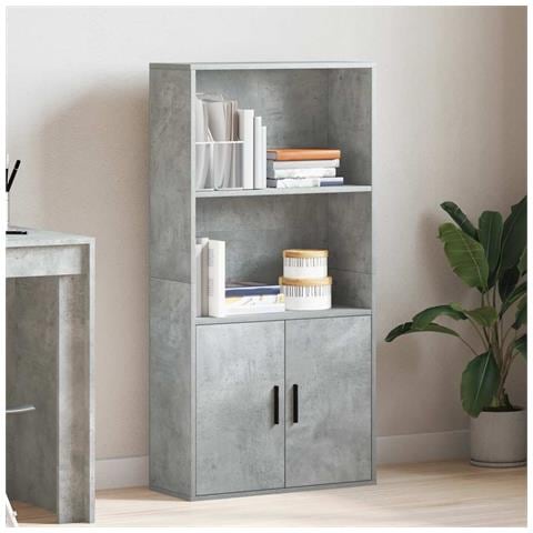 Libreria Grigio Cemento 60x24x120 Cm In Legno Multistrato - Foto 3