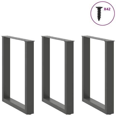 Gambe Tavolino Caffè A U 3 Pz Antracite 70x(72-73)cm In Acciaio - Foto 3