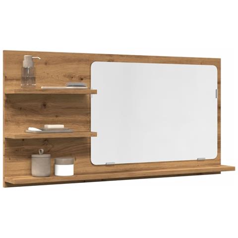 Mobile Bagno Specchio Rovere Artigianale 90x11x45 Cm Truciolato - Foto 1