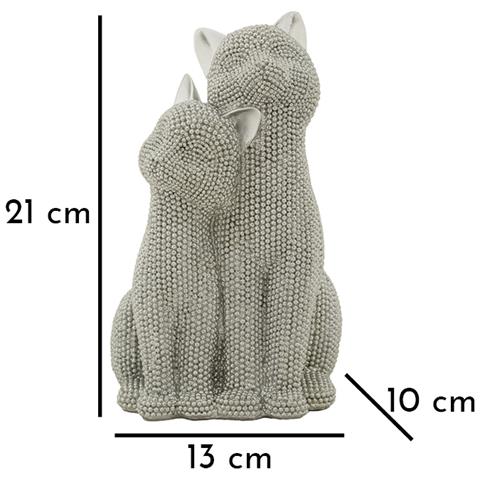 Scultura Gatti 1 - Argento - Poliresina - 13x10x21 Cm - Foto 6