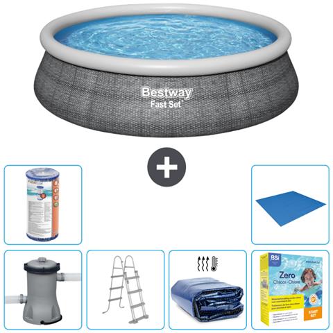Piscina Fuori Terra - In Giro - 457x107 Cm - Grigio - Include Accessori Coordinati Cb25 - Foto 1