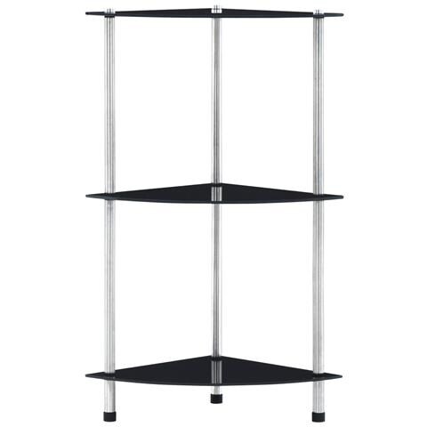 Scaffale A 3 Livelli Nero 30x30x67 Cm In Vetro Temperato - Foto 1