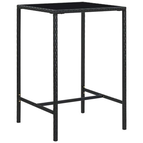 Tavolo Da Bar Da Giardino Nero 70x70x110 Cm Polyrattan E Vetro - Foto 2