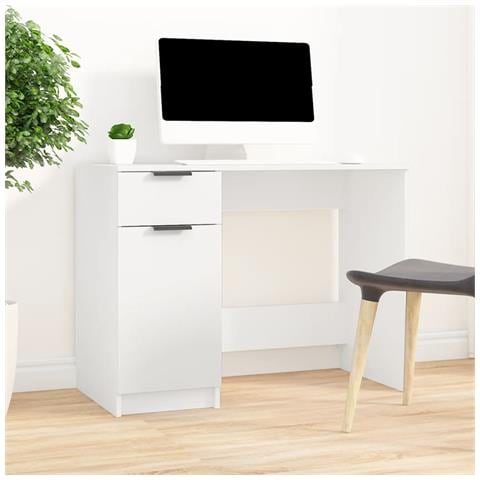 Lusso Casadino -  Scrivania Bianca 100x50x75 Cm In Legno Multistrato - Foto 2