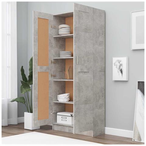 Lusso Casadino - Libreria Grigio Cemento 82,5x30,5x185,5 Cm In Legno Multistrato - Foto 2