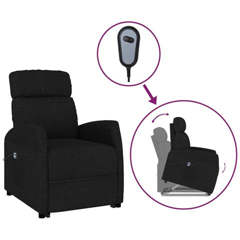 Poltrona Alzapersona Nera In Tessuto - Foto 1