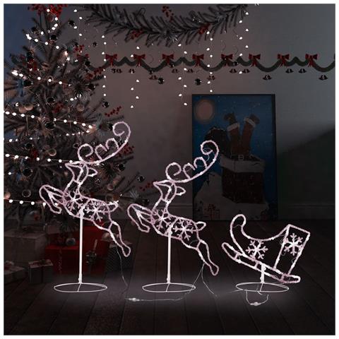 Lusso Casadino -  Decorazione Slitta Renne In Acrilico 260x21x87cm Bianco Caldo - Foto 8